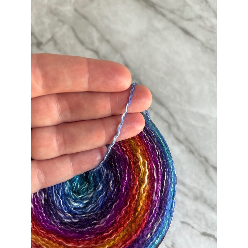 Lion Brand Shawl in a Cake Yarn OS Restful Rainbow New Cotton Blend Gradient - Picture 7 of 7